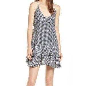 Rails Martina Mini Black White Gingham Check Sleeveless Dress Size Medium